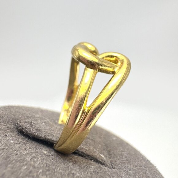 VTG Gold Plated Gold Tone Open Heart Scroll Ring Size 6.5 - Picture 8 of 11